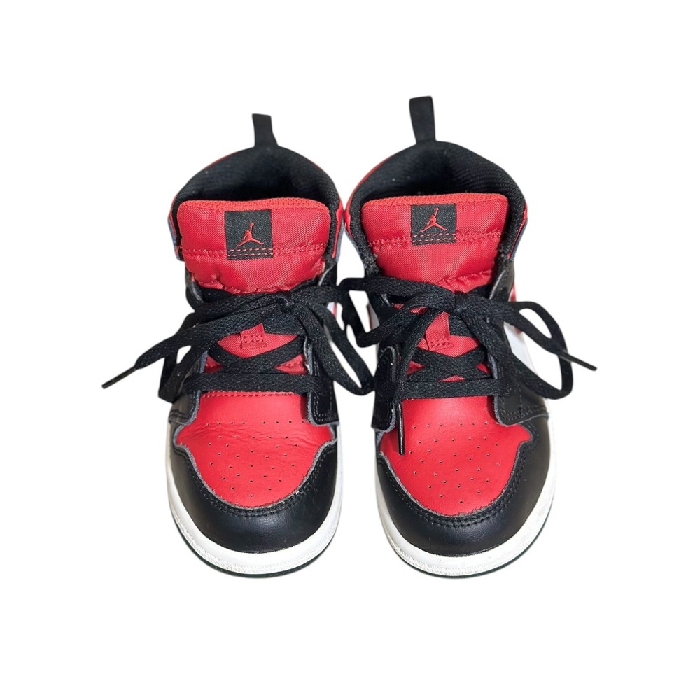 Nike Air Jordan 1 Mid Toddler Sneakers Black White Fire Red Toddler Size 10C